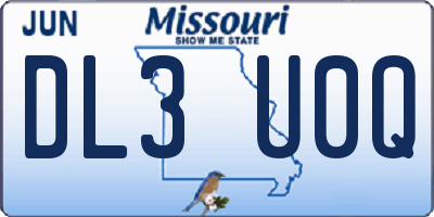 MO license plate DL3U0Q