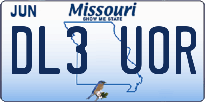 MO license plate DL3U0R