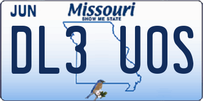 MO license plate DL3U0S