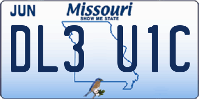 MO license plate DL3U1C