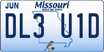 MO license plate DL3U1D