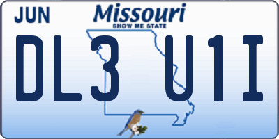 MO license plate DL3U1I
