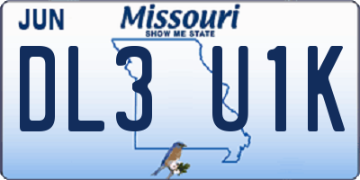 MO license plate DL3U1K