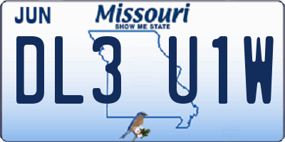 MO license plate DL3U1W