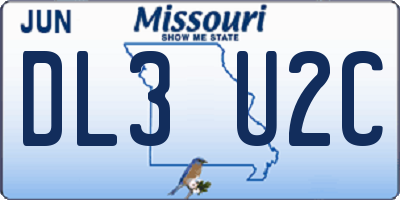 MO license plate DL3U2C