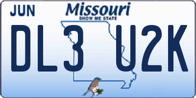 MO license plate DL3U2K