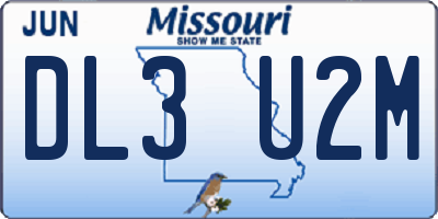 MO license plate DL3U2M