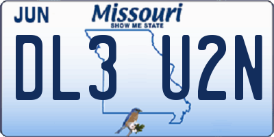MO license plate DL3U2N