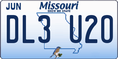 MO license plate DL3U2O