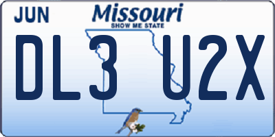 MO license plate DL3U2X