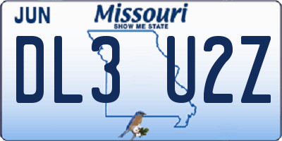 MO license plate DL3U2Z