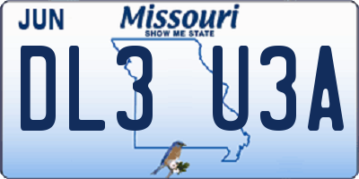 MO license plate DL3U3A