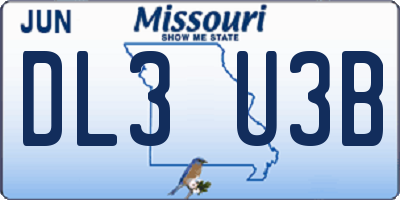MO license plate DL3U3B
