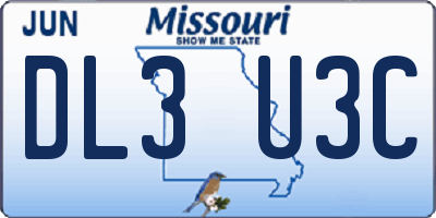 MO license plate DL3U3C
