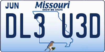 MO license plate DL3U3D