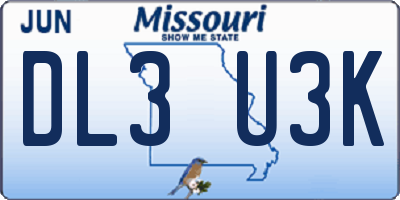 MO license plate DL3U3K