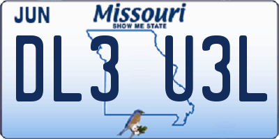 MO license plate DL3U3L