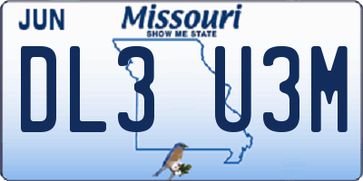 MO license plate DL3U3M