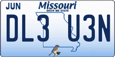 MO license plate DL3U3N