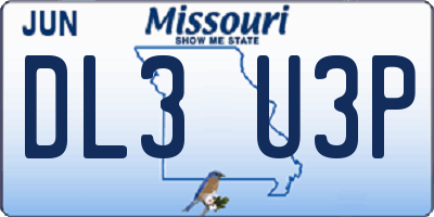 MO license plate DL3U3P