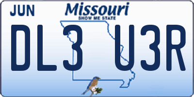 MO license plate DL3U3R