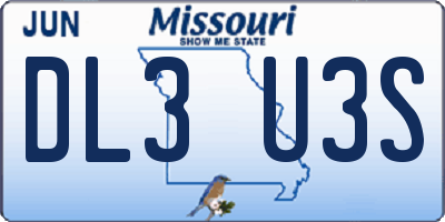 MO license plate DL3U3S