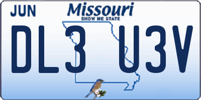 MO license plate DL3U3V