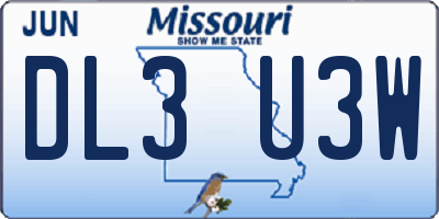 MO license plate DL3U3W