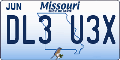MO license plate DL3U3X