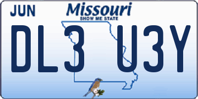 MO license plate DL3U3Y