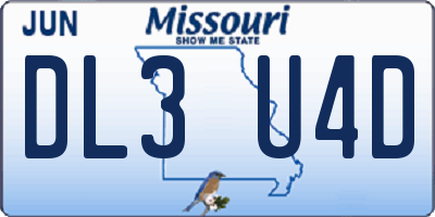 MO license plate DL3U4D