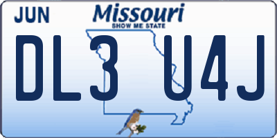 MO license plate DL3U4J