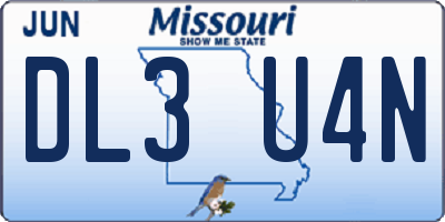 MO license plate DL3U4N