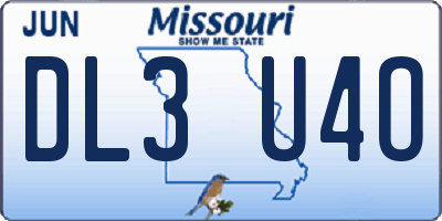 MO license plate DL3U4O