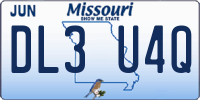 MO license plate DL3U4Q