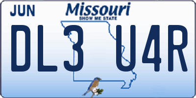 MO license plate DL3U4R