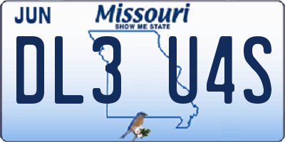 MO license plate DL3U4S