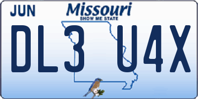 MO license plate DL3U4X