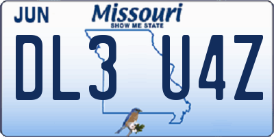 MO license plate DL3U4Z