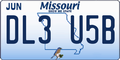 MO license plate DL3U5B