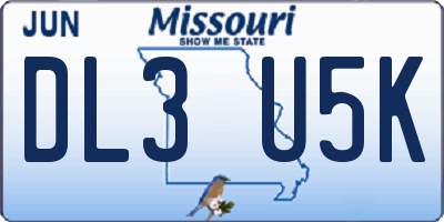 MO license plate DL3U5K