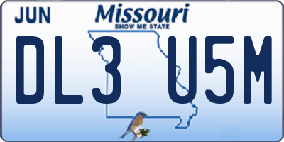 MO license plate DL3U5M
