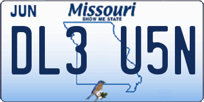 MO license plate DL3U5N