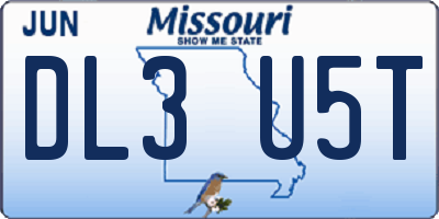 MO license plate DL3U5T