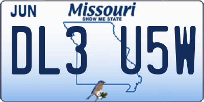 MO license plate DL3U5W