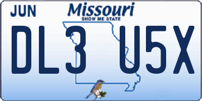 MO license plate DL3U5X
