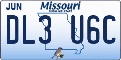 MO license plate DL3U6C