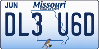 MO license plate DL3U6D