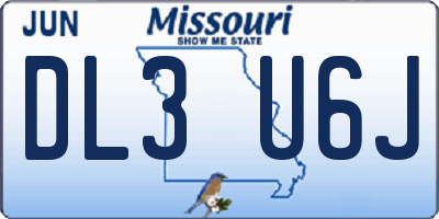 MO license plate DL3U6J