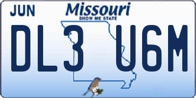 MO license plate DL3U6M